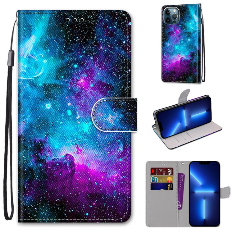 Coloured Drawing Cross Texture Horizontal Flip PU Leather Case with Holder & Card Slots & Wallet & Lanyard, For iPhone 13 Pro