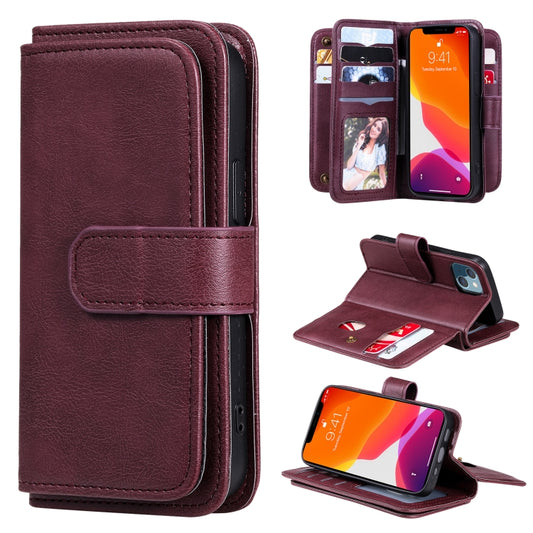 Magnetic copper buckle leather iPhone 13 case with card slots and wallet functionality