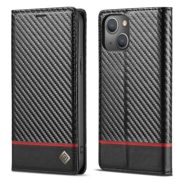LC.IMEEKE Carbon Fiber PU + TPU Horizontal Flip Leather Case with Holder & Card Slot & Wallet, For iPhone 13 mini, For iPhone 13, For iPhone 13 Pro, For iPhone 13 Pro Max