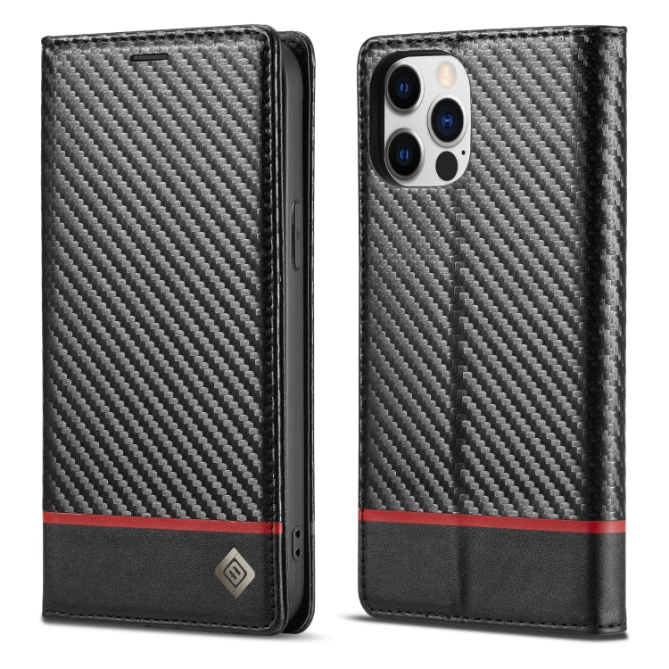 LC.IMEEKE Carbon Fiber PU + TPU Horizontal Flip Leather Case with Holder & Card Slot & Wallet, For iPhone 13 mini, For iPhone 13, For iPhone 13 Pro, For iPhone 13 Pro Max