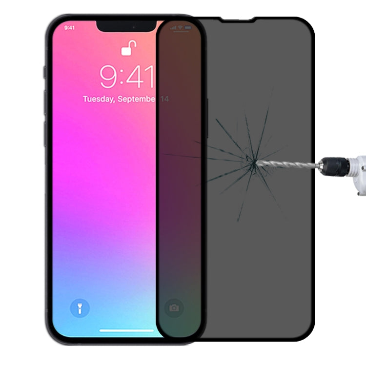 For iPhone 16e / 13 / 13 Pro Anti-peeping Plasma Oil Coated High Aluminum Wear-resistant Tempered Glass Film