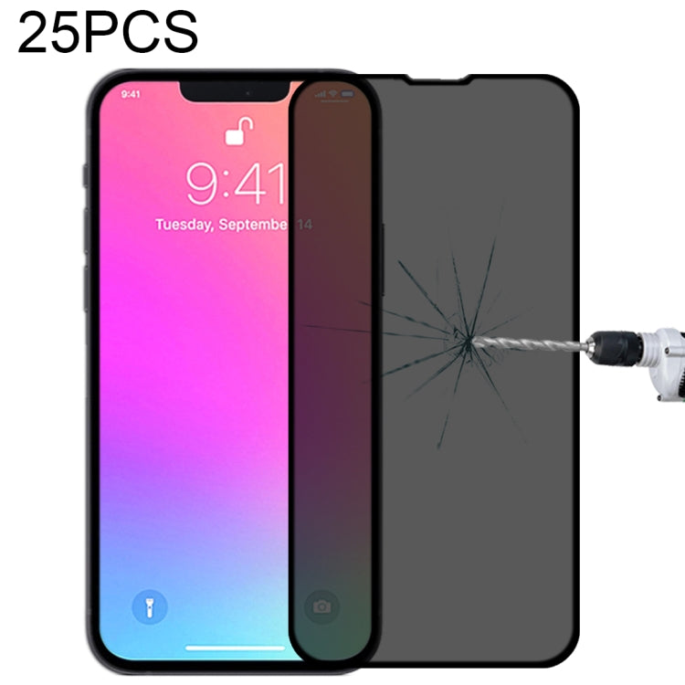 For iPhone 16e / 13 / 13 Pro 25pcs Anti-peeping Plasma Oil Coated High Aluminum Wear-resistant Tempered Glass Film, For iPhone 13 mini (25pcs), For iPhone 16e / 14 / 13 / 13 Pro  (25pcs), For iPhone 14 Plus / 13 Pro Max