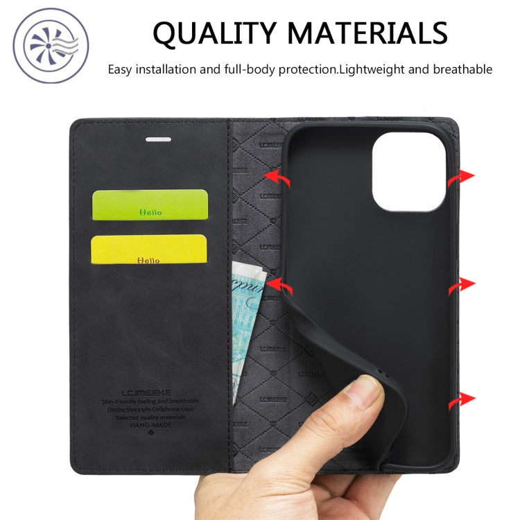 LC.IMEEKE Strong Magnetic PU + Matte TPU Horizontal Flip Leather Case with Holder & Card Slots & Wallet