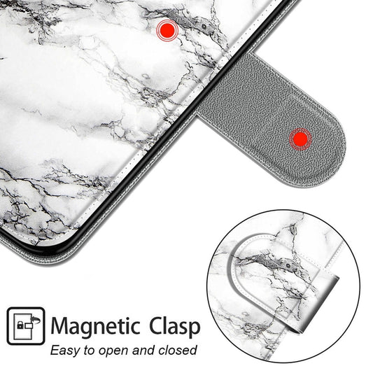 iPhone 13 flip case front display showing magnetic closure and voltage graphic detail
