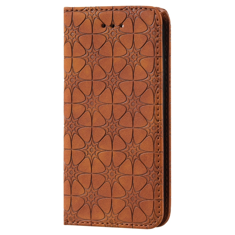 Lucky Flowers Embossing Pattern Magnetic Horizontal Flip Leather Case with Holder & Card Slots