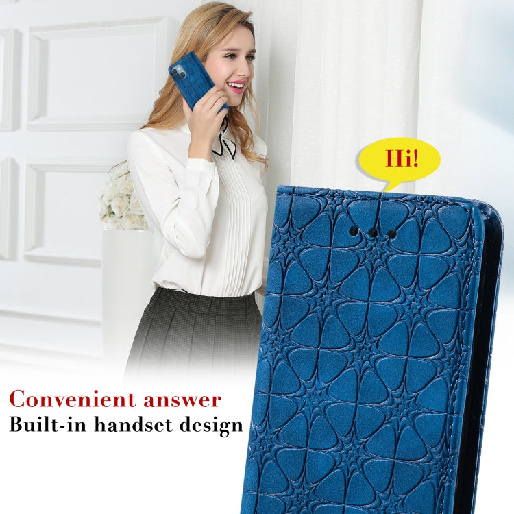 Lucky Flowers Embossing Pattern Magnetic Horizontal Flip Leather Case with Holder & Card Slots