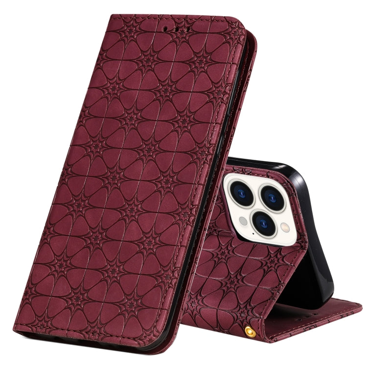 Lucky Flowers Embossing Pattern Magnetic Horizontal Flip Leather Case with Holder & Card Slots