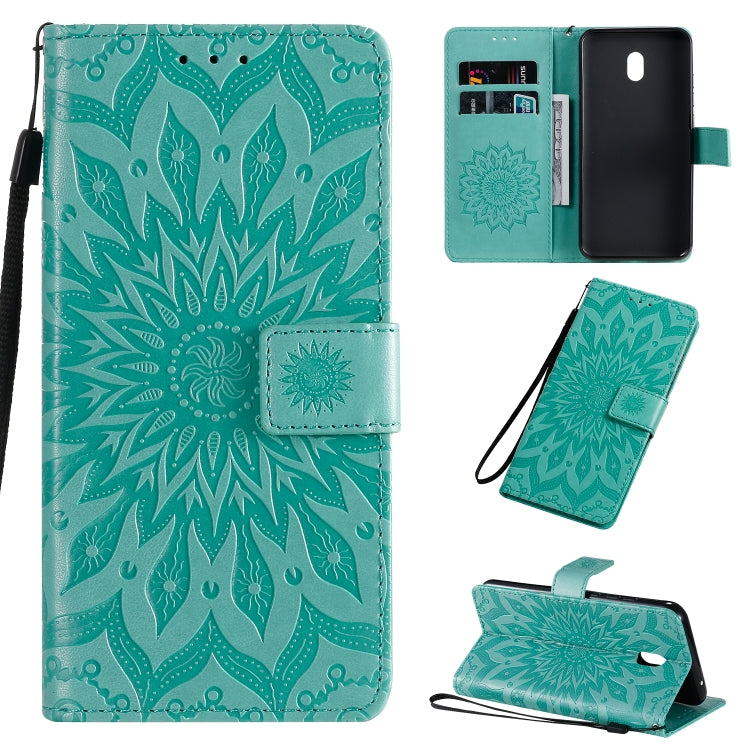 Pressed Printing Sunflower Pattern Horizontal Flip PU Leather Case with Holder & Card Slots & Wallet & Lanyard, For Xiaomi Redmi 8A, For Xiaomi Mi 9 Pro