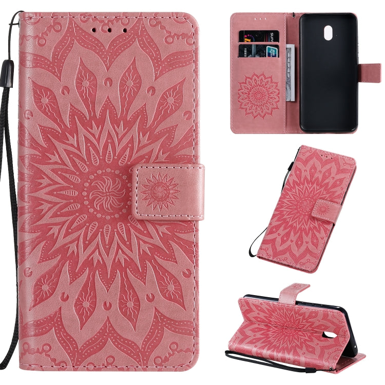 Pressed Printing Sunflower Pattern Horizontal Flip PU Leather Case with Holder & Card Slots & Wallet & Lanyard, For Xiaomi Redmi 8A, For Xiaomi Mi 9 Pro