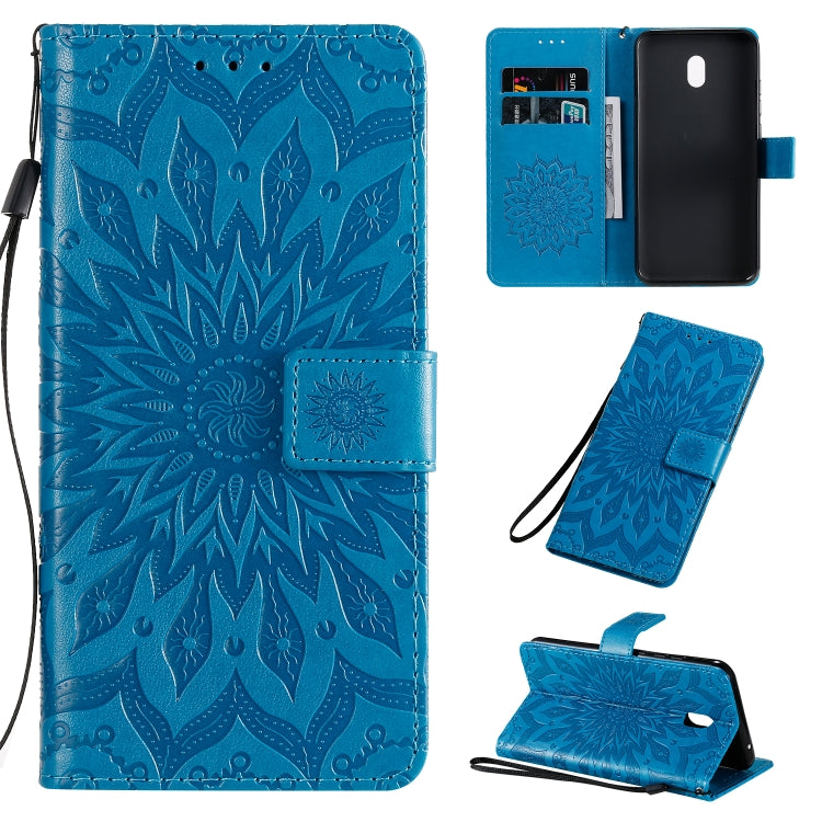 Pressed Printing Sunflower Pattern Horizontal Flip PU Leather Case with Holder & Card Slots & Wallet & Lanyard, For Xiaomi Redmi 8A, For Xiaomi Mi 9 Pro
