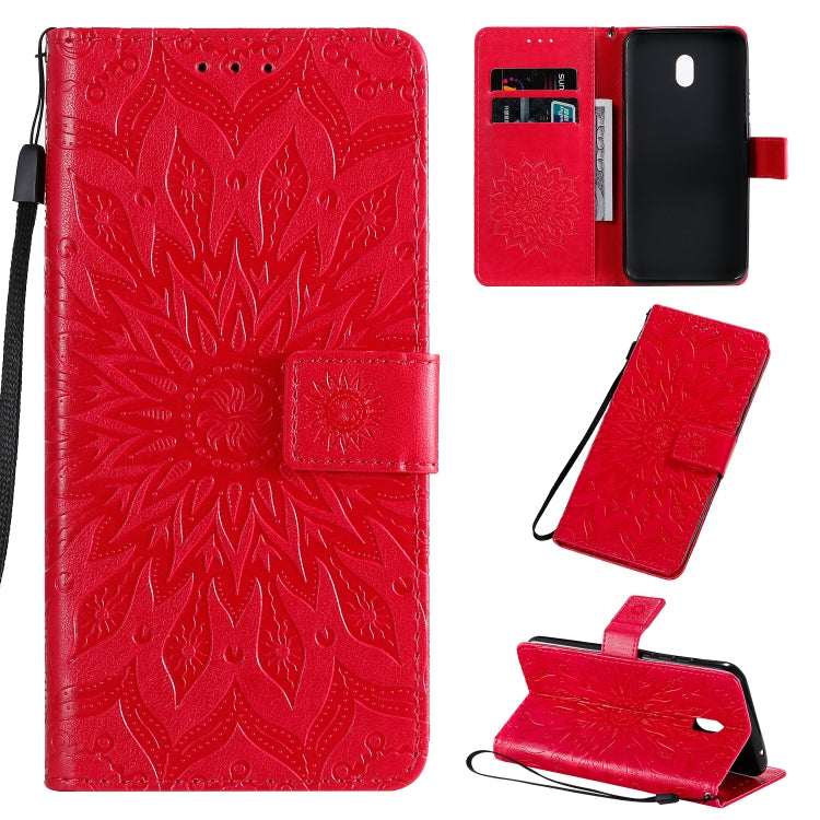 Pressed Printing Sunflower Pattern Horizontal Flip PU Leather Case with Holder & Card Slots & Wallet & Lanyard, For Xiaomi Redmi 8A, For Xiaomi Mi 9 Pro