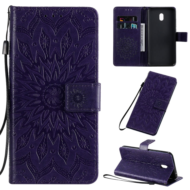 Pressed Printing Sunflower Pattern Horizontal Flip PU Leather Case with Holder & Card Slots & Wallet & Lanyard, For Xiaomi Redmi 8A, For Xiaomi Mi 9 Pro