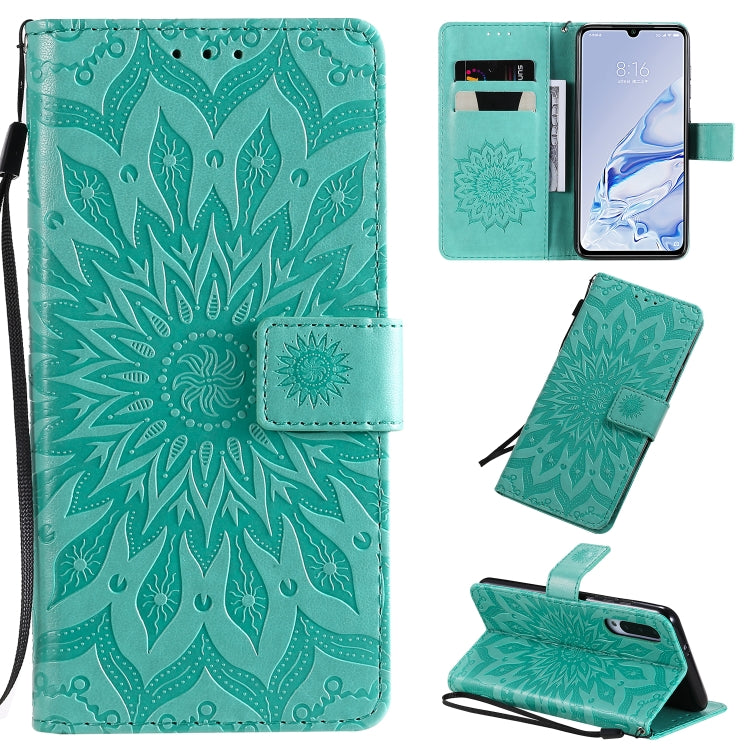 Pressed Printing Sunflower Pattern Horizontal Flip PU Leather Case with Holder & Card Slots & Wallet & Lanyard, For Xiaomi Redmi 8A, For Xiaomi Mi 9 Pro