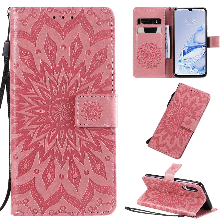 Pressed Printing Sunflower Pattern Horizontal Flip PU Leather Case with Holder & Card Slots & Wallet & Lanyard, For Xiaomi Redmi 8A, For Xiaomi Mi 9 Pro
