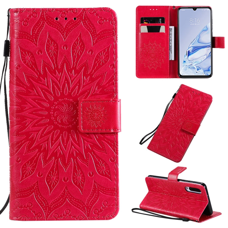 Pressed Printing Sunflower Pattern Horizontal Flip PU Leather Case with Holder & Card Slots & Wallet & Lanyard, For Xiaomi Redmi 8A, For Xiaomi Mi 9 Pro