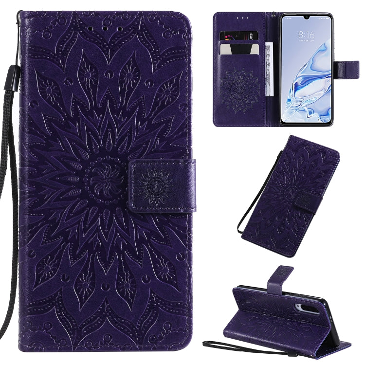 Pressed Printing Sunflower Pattern Horizontal Flip PU Leather Case with Holder & Card Slots & Wallet & Lanyard, For Xiaomi Redmi 8A, For Xiaomi Mi 9 Pro