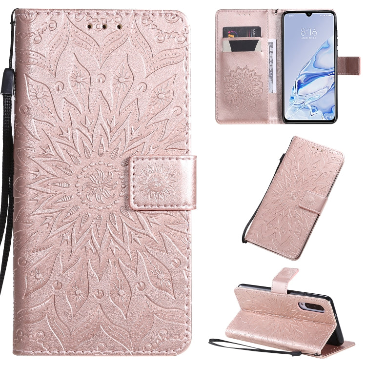 Pressed Printing Sunflower Pattern Horizontal Flip PU Leather Case with Holder & Card Slots & Wallet & Lanyard, For Xiaomi Redmi 8A, For Xiaomi Mi 9 Pro