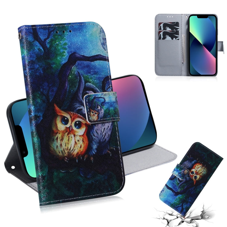 Coloured Drawing Horizontal Flip Leather Case, with Holder & Card Slots & Wallet, For iPhone 13 mini, For iPhone 13