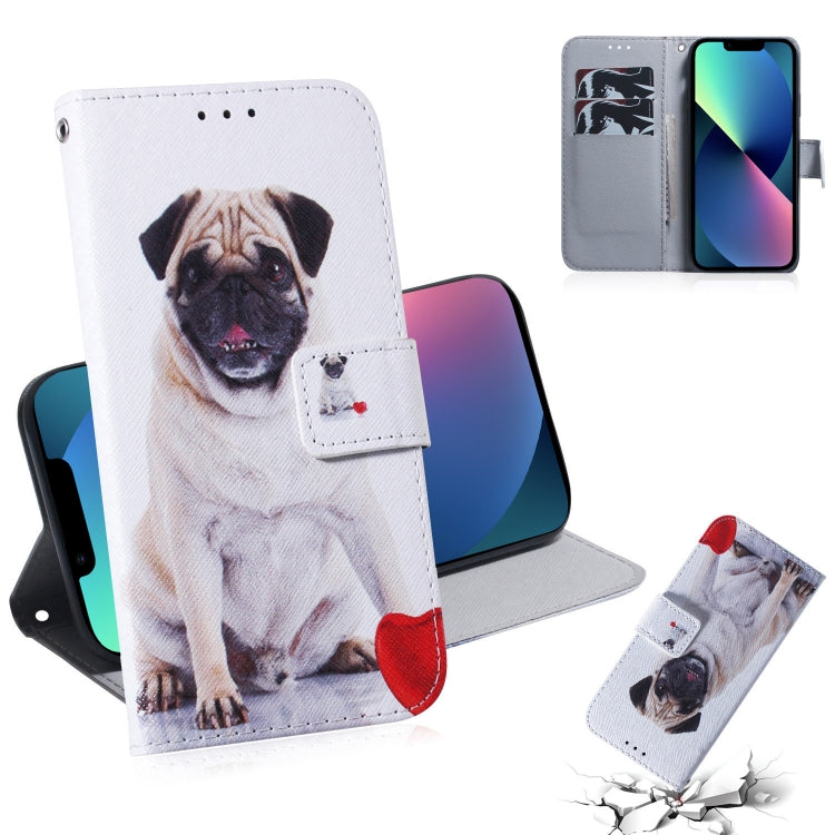 Coloured Drawing Horizontal Flip Leather Case, with Holder & Card Slots & Wallet, For iPhone 13 mini, For iPhone 13
