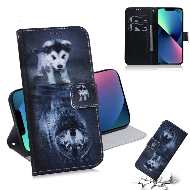 Coloured Drawing Horizontal Flip Leather Case, with Holder & Card Slots & Wallet, For iPhone 13 mini, For iPhone 13