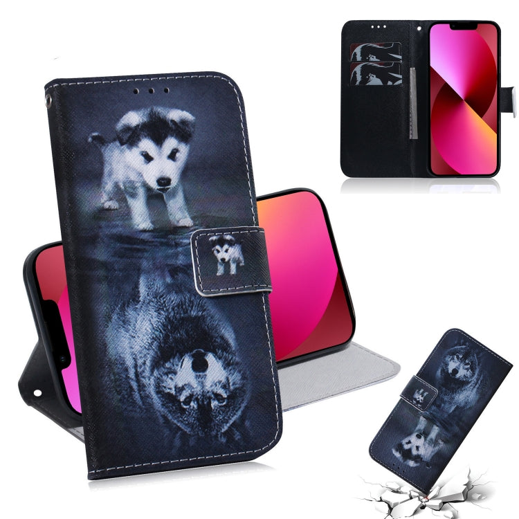 Coloured Drawing Horizontal Flip Leather Case, with Holder & Card Slots & Wallet, For iPhone 13 mini, For iPhone 13