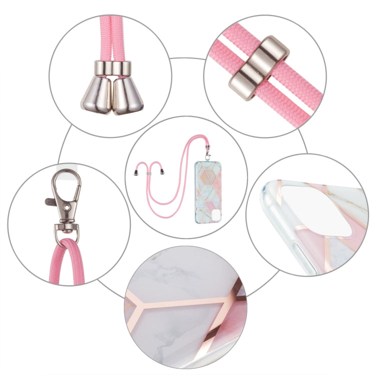 Electroplating Splicing Marble Pattern Dual-side IMD TPU Shockproof Case with Neck Lanyard, For iPhone 13 mini, For iPhone 13, For iPhone 13 Pro, For iPhone 13 Pro Max