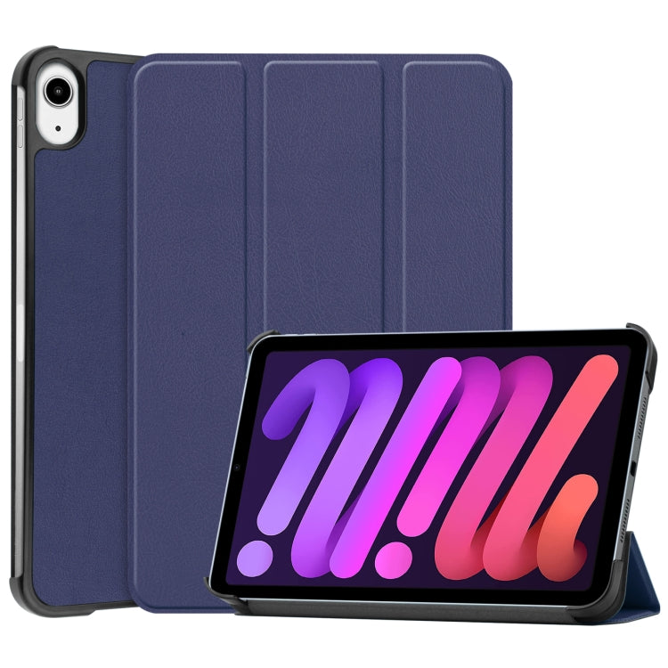 Étui en cuir intelligent Custer Texture 3 plis pour tablette, pour iPad mini 6 / mini 2024, pour iPad mini 6