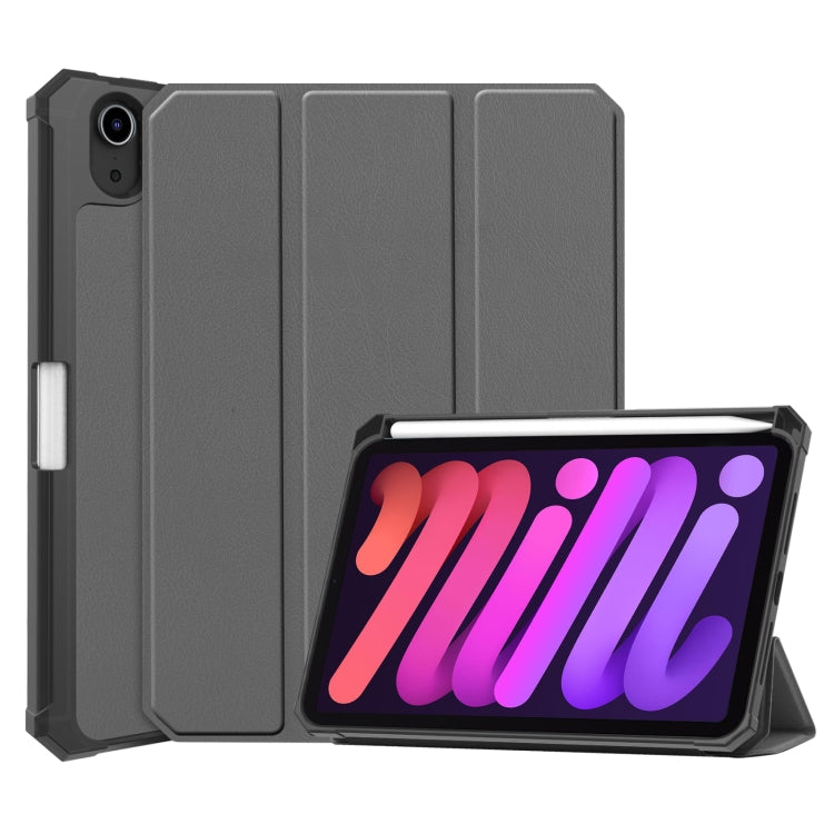 Custer Pure Color TPU Smart Leather Tablet Case with 3-Fold Holder & Pen Slot, For iPad mini 6 / mini 2024