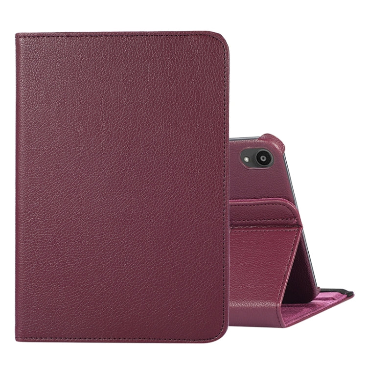 Étui à rabat en cuir texturé Litchi rotatif à 360 degrés avec support, pour iPad mini 6/mini 2024