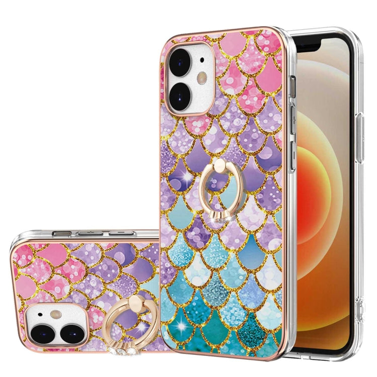Electroplating Pattern IMD TPU Shockproof Case with Rhinestone Ring Holder, Series 1