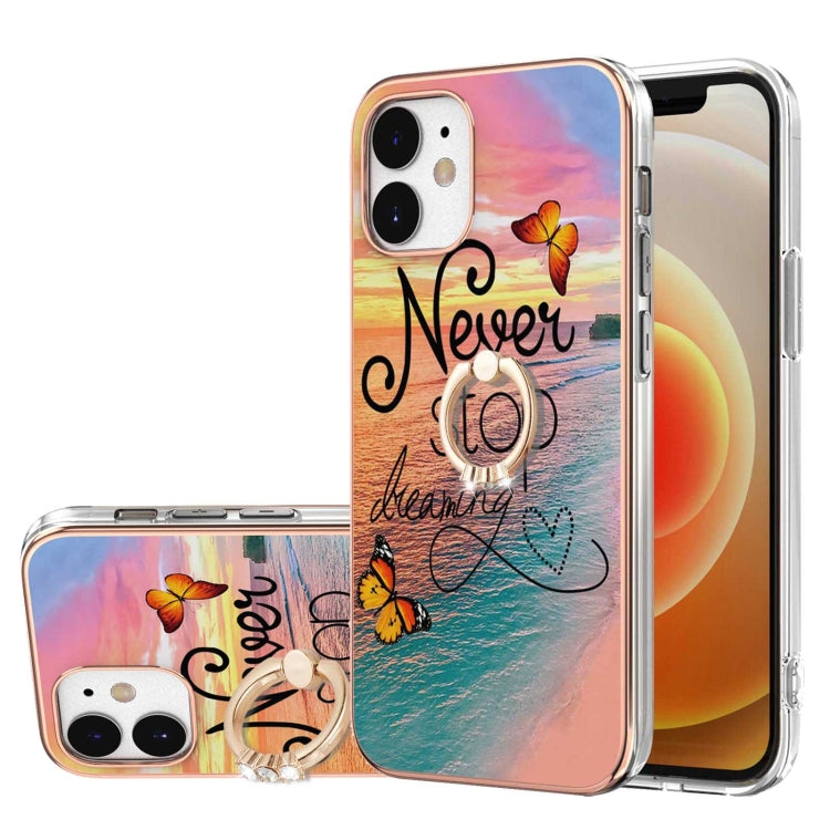 Electroplating Pattern IMD TPU Shockproof Case with Rhinestone Ring Holder, Series 1