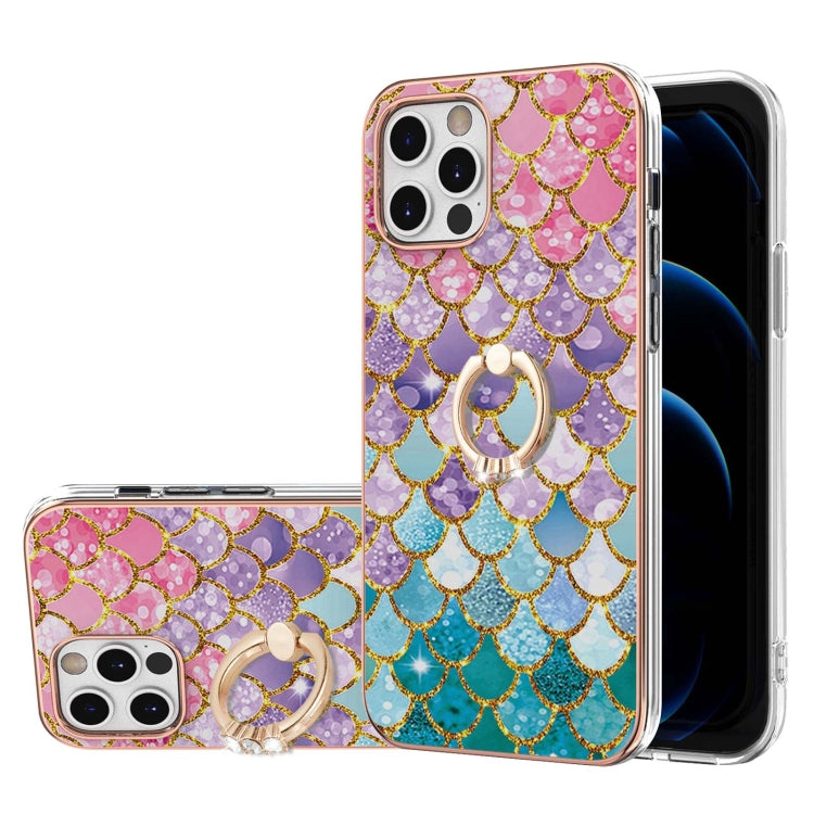 Electroplating Pattern IMD TPU Shockproof Case with Rhinestone Ring Holder, Series 1