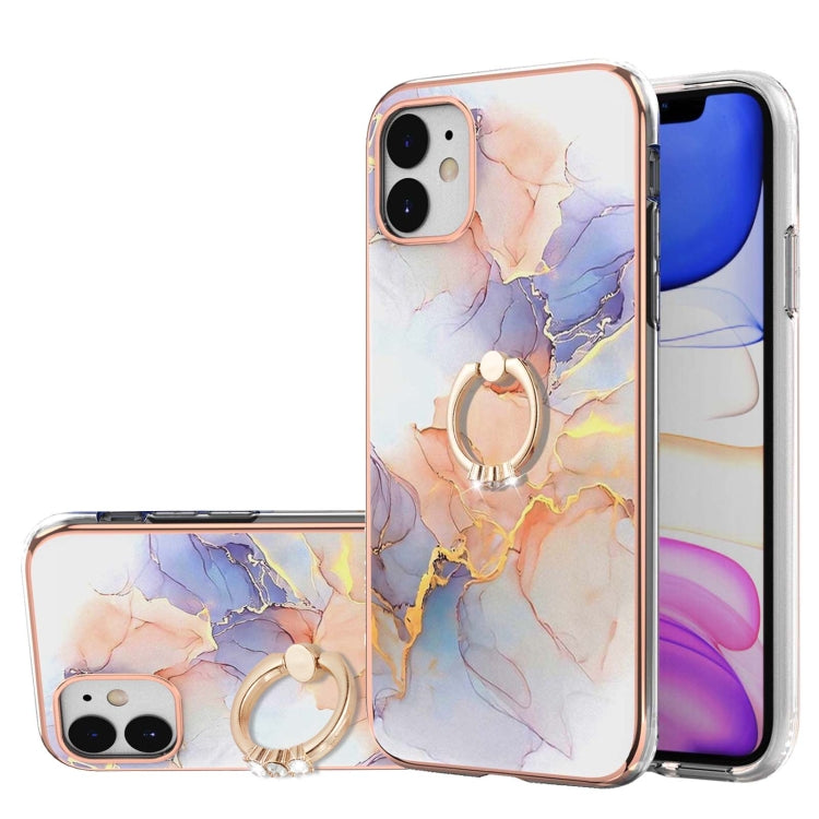 Electroplating Pattern IMD TPU Shockproof Case with Rhinestone Ring Holder, Series 1