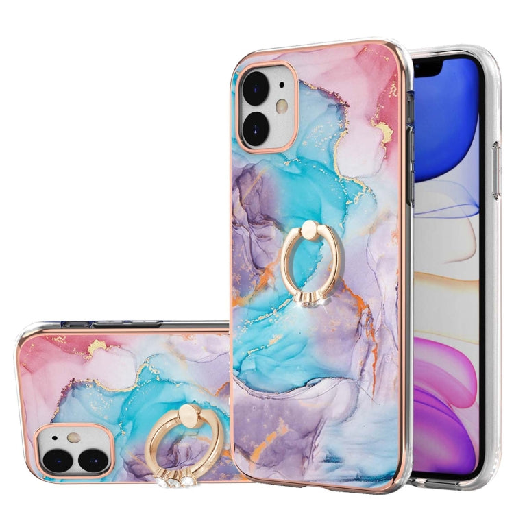 Electroplating Pattern IMD TPU Shockproof Case with Rhinestone Ring Holder, Series 1