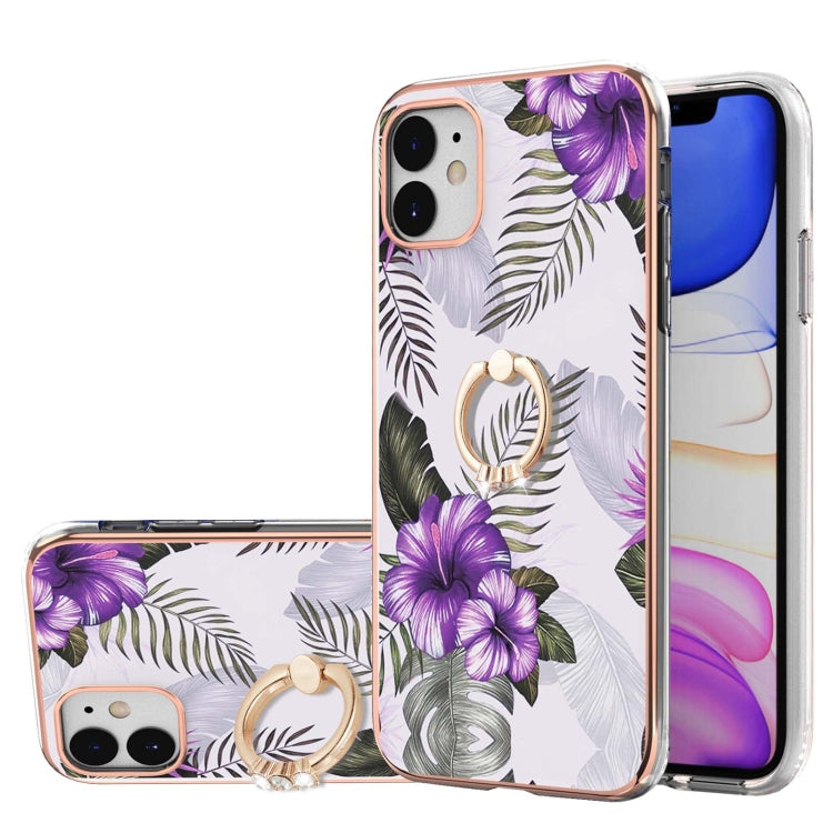 Electroplating Pattern IMD TPU Shockproof Case with Rhinestone Ring Holder, Series 1