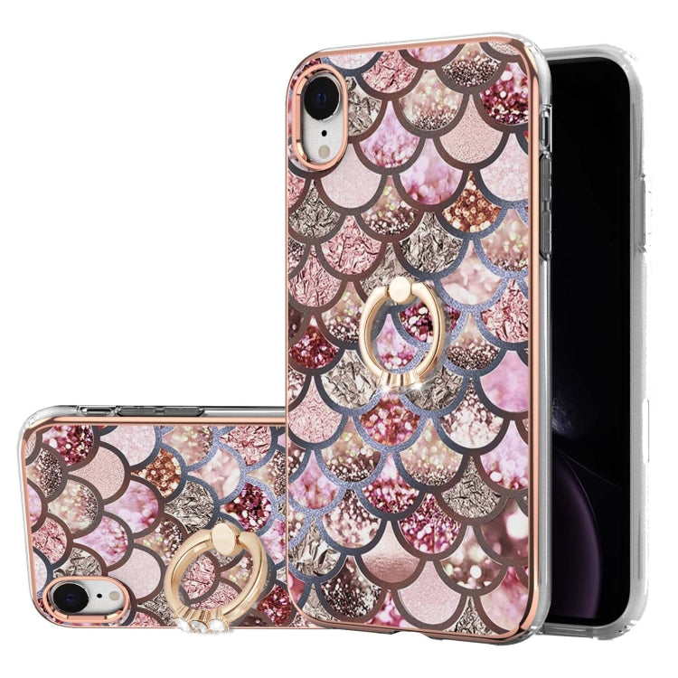 Electroplating Pattern IMD TPU Shockproof Case with Rhinestone Ring Holder, Series 1