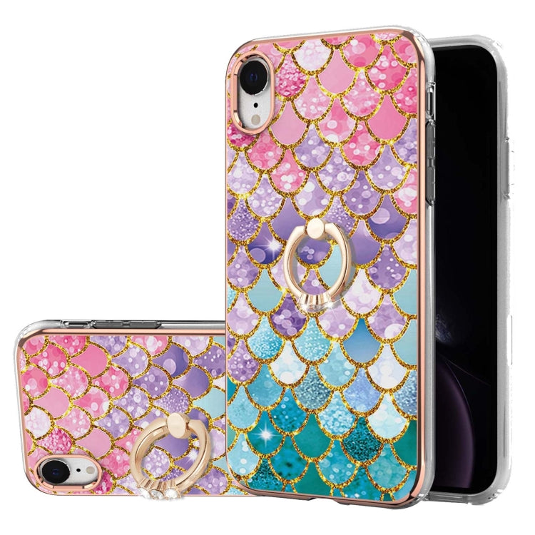 Electroplating Pattern IMD TPU Shockproof Case with Rhinestone Ring Holder, Series 1