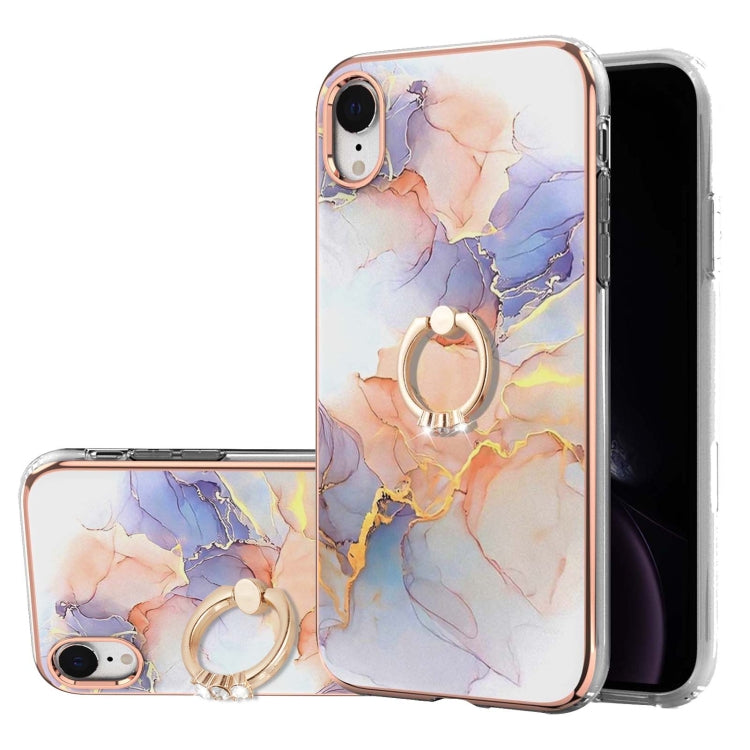 Electroplating Pattern IMD TPU Shockproof Case with Rhinestone Ring Holder, Series 1