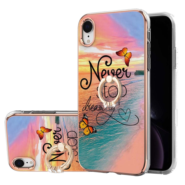 Electroplating Pattern IMD TPU Shockproof Case with Rhinestone Ring Holder, Series 1