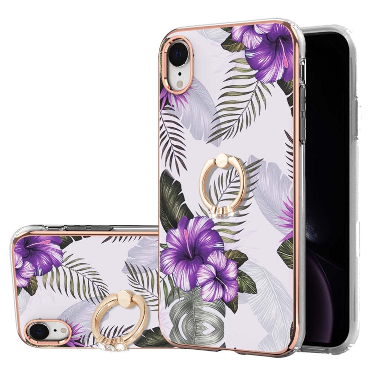 Electroplating Pattern IMD TPU Shockproof Case with Rhinestone Ring Holder, Series 1