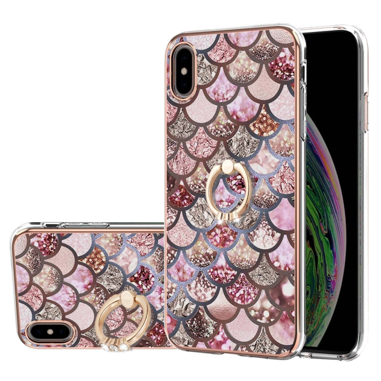 Electroplating Pattern IMD TPU Shockproof Case with Rhinestone Ring Holder, Series 1