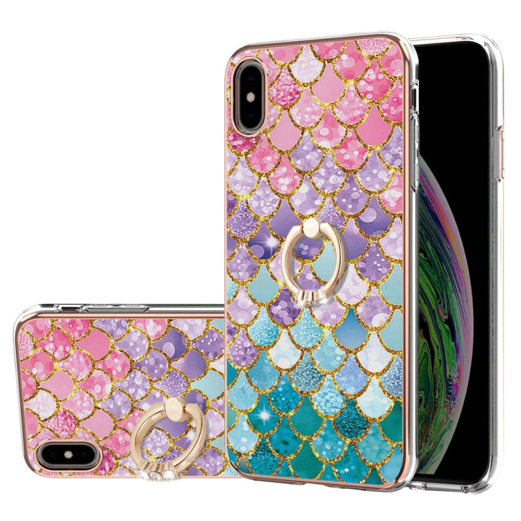Electroplating Pattern IMD TPU Shockproof Case with Rhinestone Ring Holder, Series 1