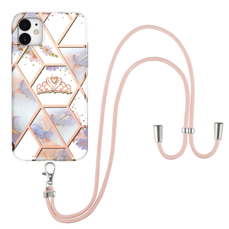 Electroplating Splicing Marble Flower Pattern TPU Shockproof Case with Lanyard, Series 1