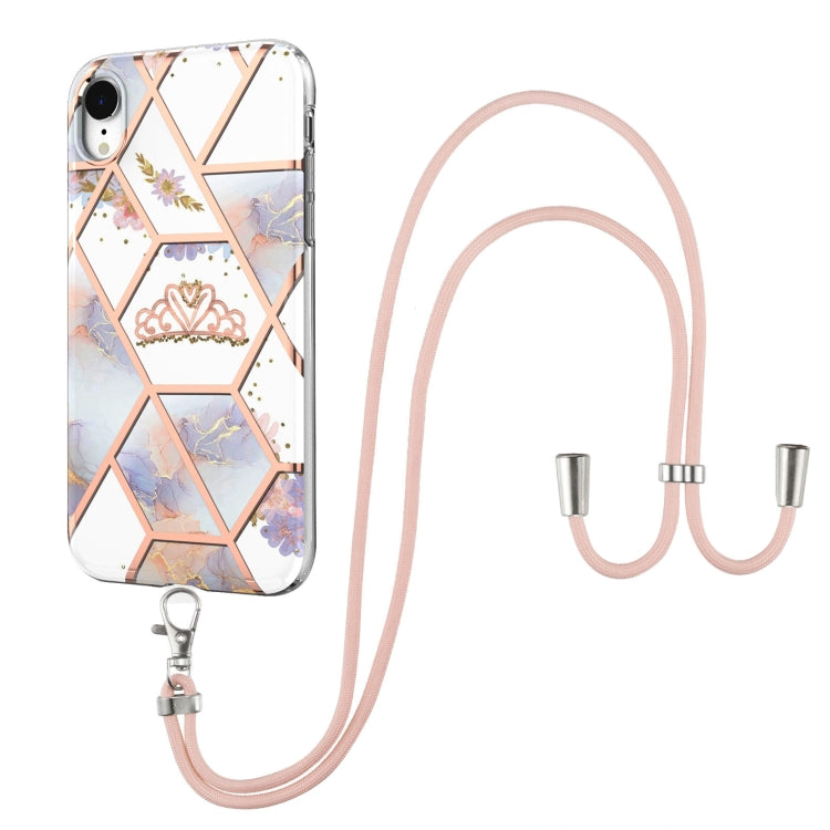 Electroplating Splicing Marble Flower Pattern TPU Shockproof Case with Lanyard, Series 1