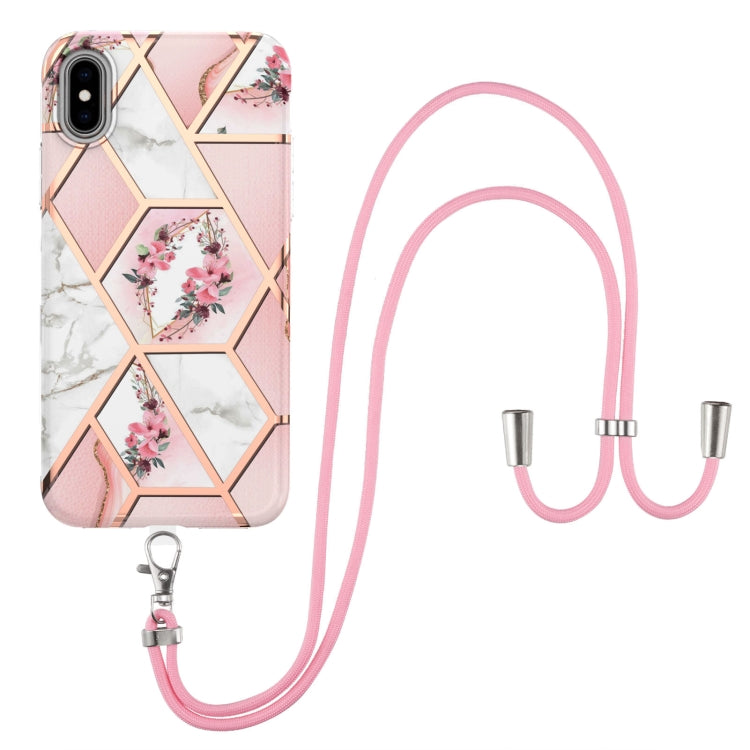 Electroplating Splicing Marble Flower Pattern TPU Shockproof Case with Lanyard, Series 1