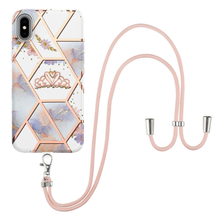 Electroplating Splicing Marble Flower Pattern TPU Shockproof Case with Lanyard, Series 1