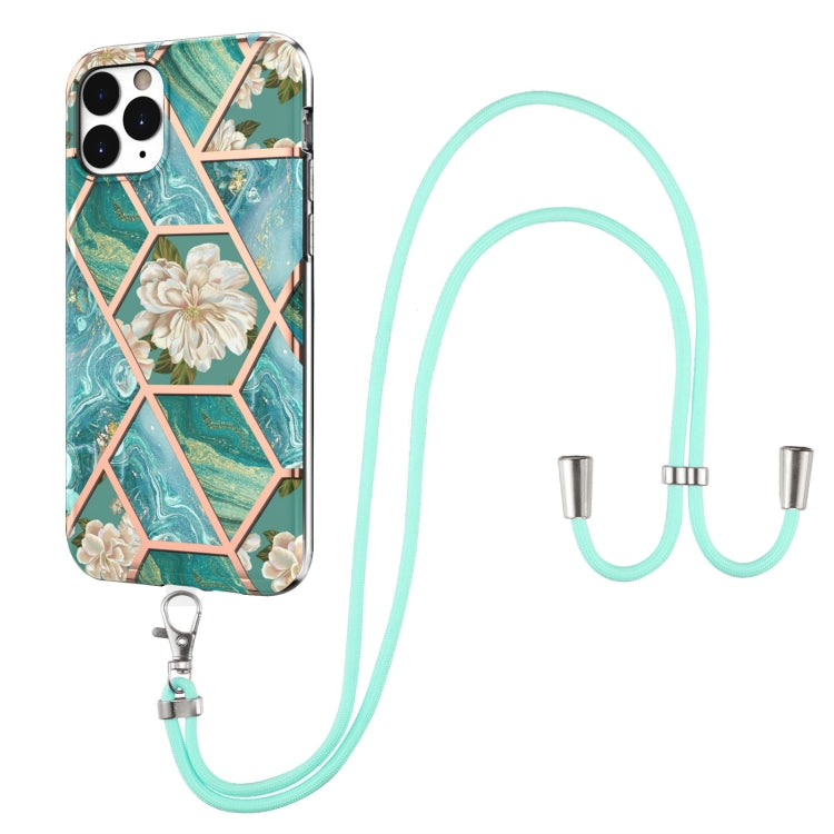 Electroplating Splicing Marble Flower Pattern TPU Shockproof Case with Lanyard, Series 1