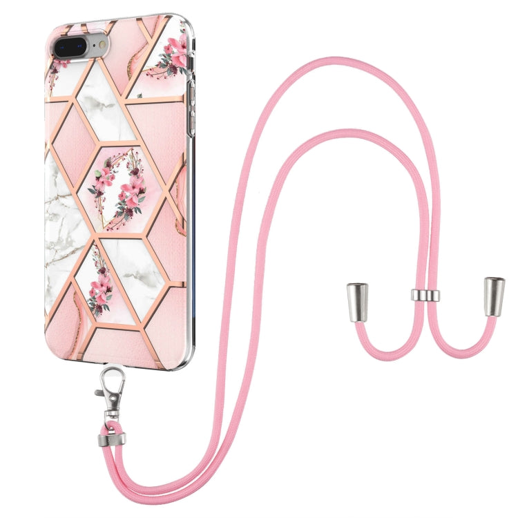Electroplating Splicing Marble Flower Pattern TPU Shockproof Case with Lanyard, Series 1