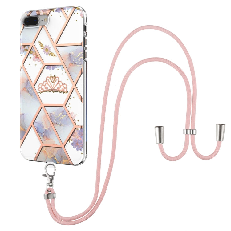 Electroplating Splicing Marble Flower Pattern TPU Shockproof Case with Lanyard, Series 1