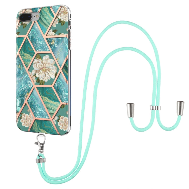 Electroplating Splicing Marble Flower Pattern TPU Shockproof Case with Lanyard, Series 1